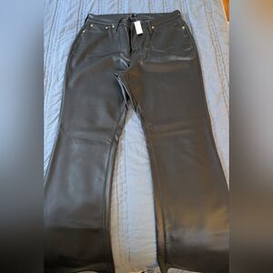 J. Crew Tall Faux Leather High Rise Bootcut Pants in Black